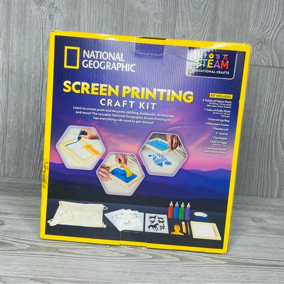 2x National Geographic Screen Printing Craft Kit diy kids crafting kit w/ bags - Picture 3 of 4